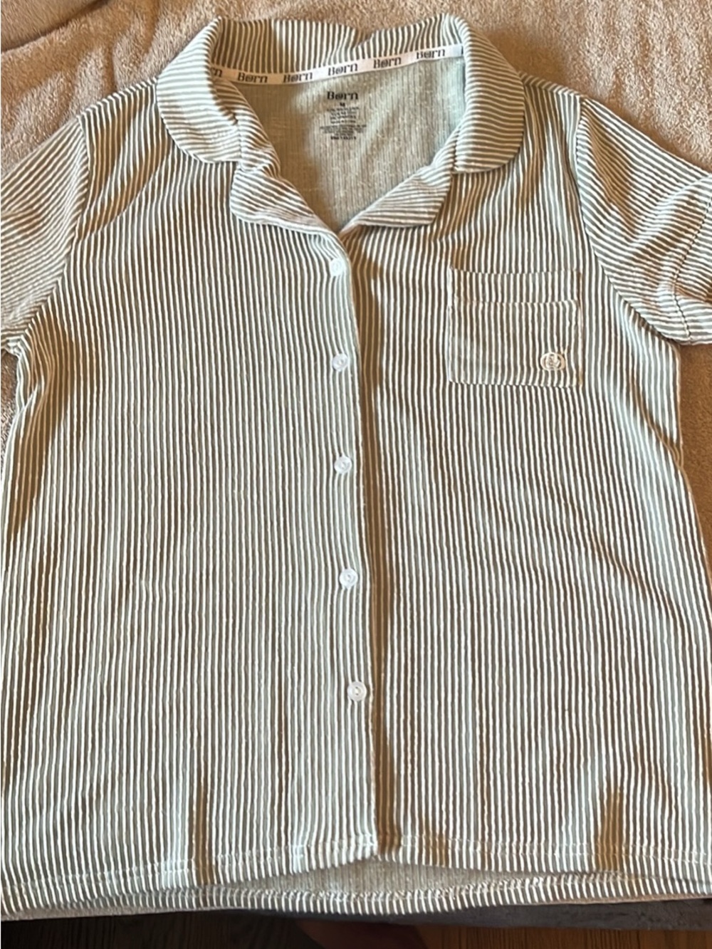 Born Striped Pajama Set in Light Blue and White - Picture 5 of 9
